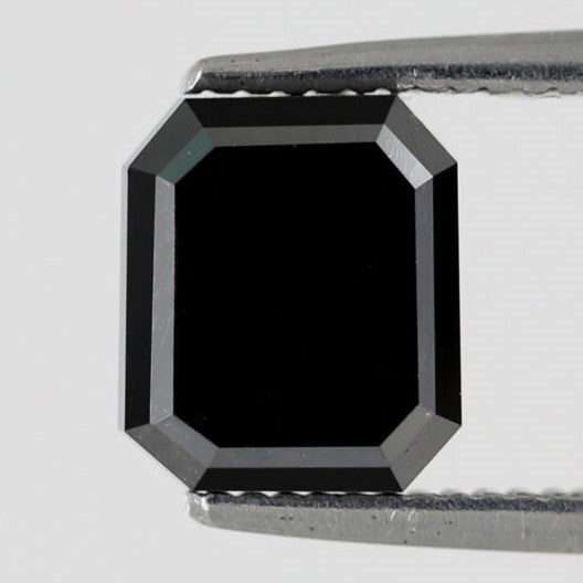 2.51 Carat Emerald Shape Diamond Treated Black Color Diamond 7.5 MM Loose Natural Diamond Black Diamond Custom Classic Ring