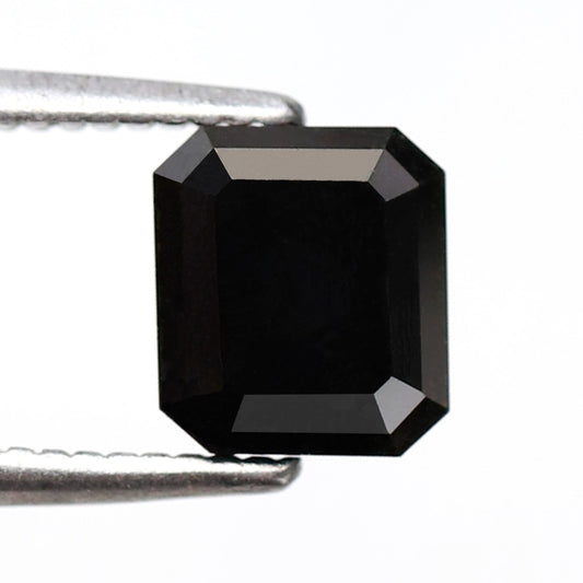 1.41 Carat Black Emerald Cut Diamond 6 MM AAA Quality Loose Natural Fancy Black Diamond
