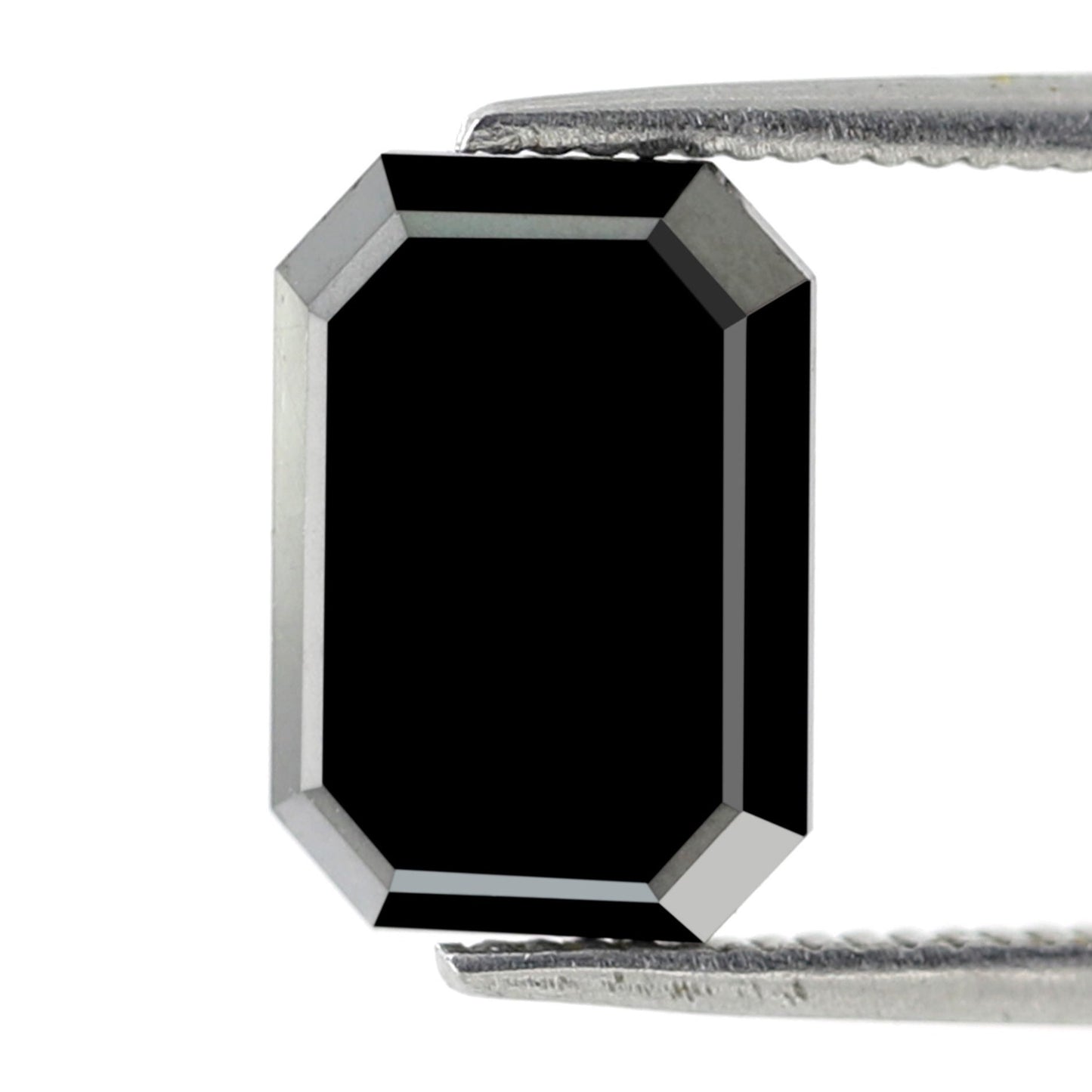 2.96 Carat Sparkling Step Cut Emerald Shaped Black Opaque Natural Ethically Sourced Diamond Made For Vintage Jewelry