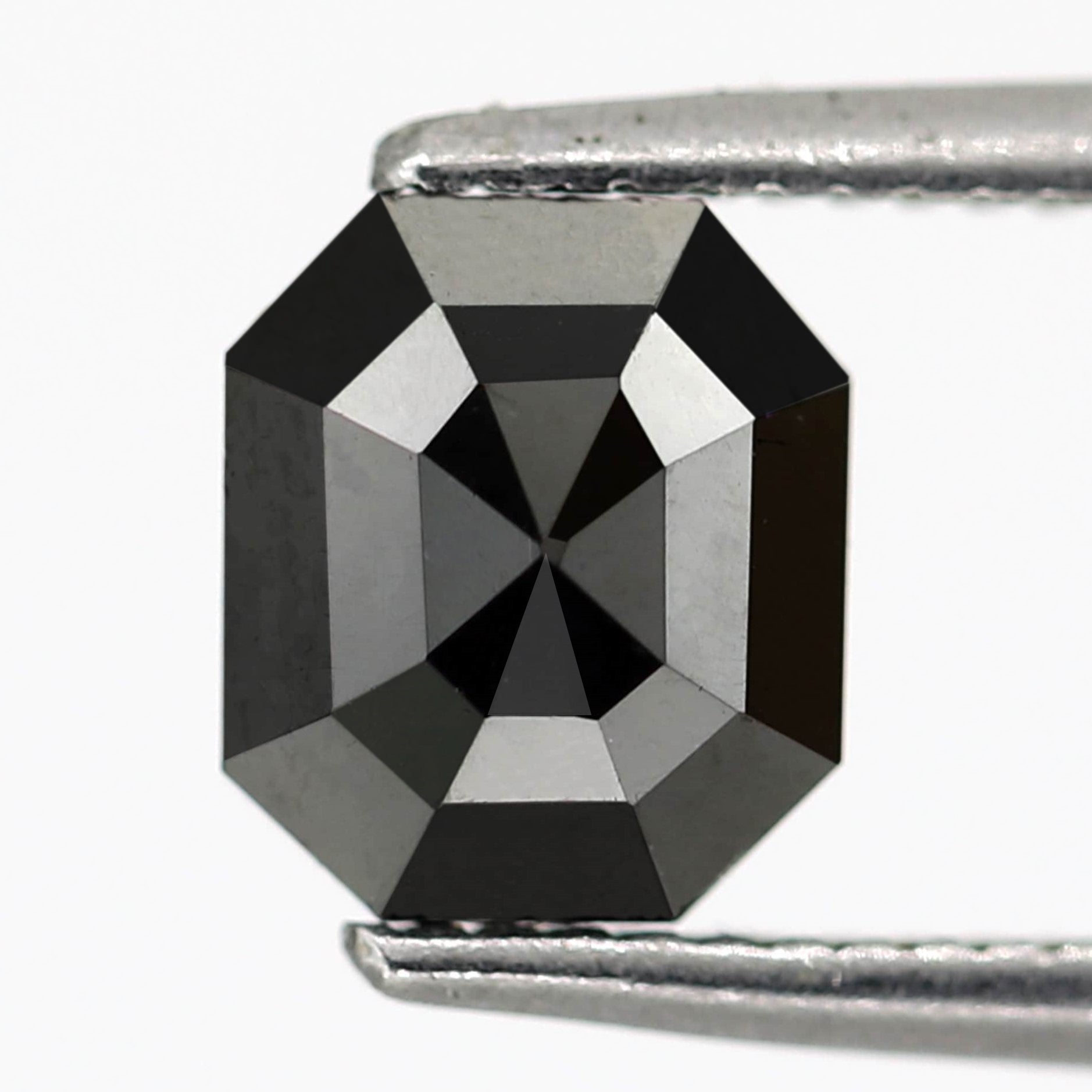 1.24 Carat Fancy Shiny Black Double Cut Emerald Shape Loose Natural Diamond For Unique Black Diamond Pendant And Ring - Blackdiamond