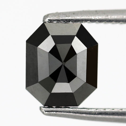 1.24 Carat Fancy Shiny Black Double Cut Emerald Shape Loose Natural Diamond For Unique Black Diamond Pendant And Ring