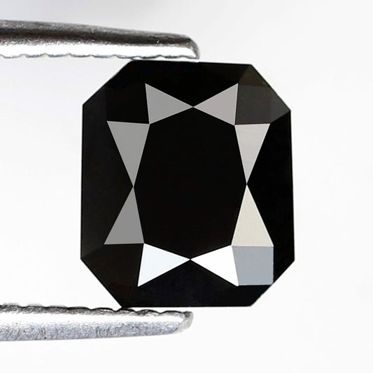 1.24 Ct 6 MM Emerald Radiant Shape Black Color Diamond AAA Quality Loose Natural Diamond