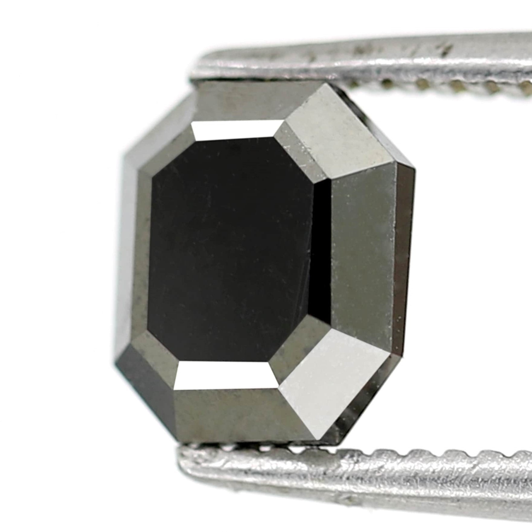 1.24 Carat Fancy Shiny Black Double Cut Emerald Shape Loose Natural Diamond For Unique Black Diamond Pendant And Ring - Blackdiamond