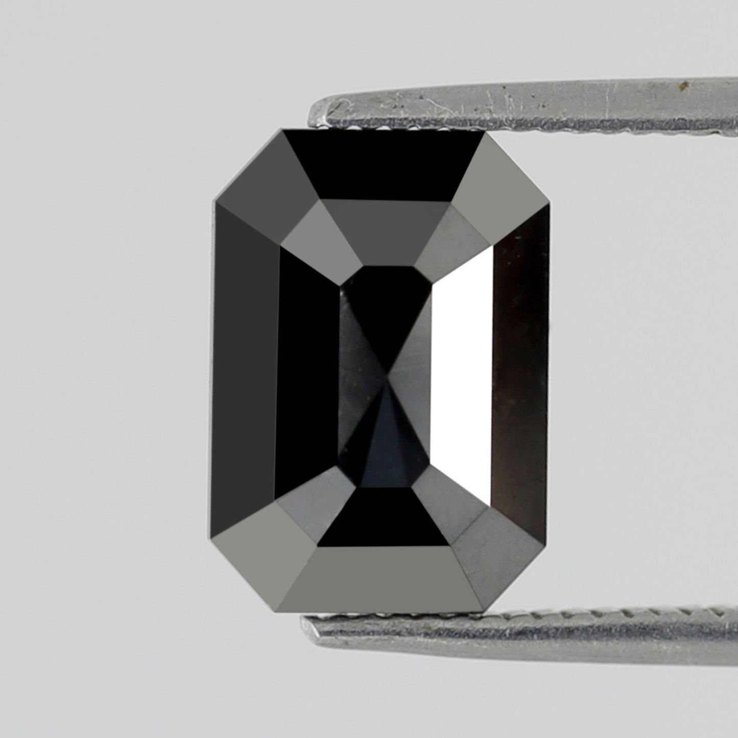 2.96 Carat Sparkling Step Cut Emerald Shaped Black Opaque Natural Ethically Sourced Diamond Made For Vintage Jewelry