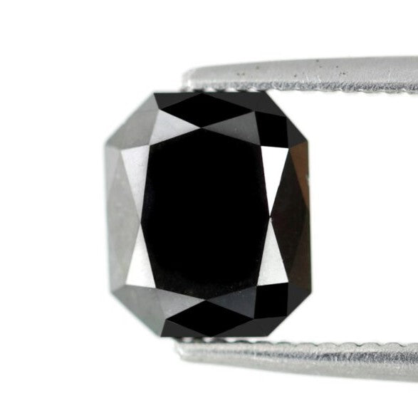 1.76 Carat Double Cut Emerald Shaped Black Polished Natural Diamond Ideal For Making Prong Setting Halo Engagement Ring - Blackdiamond