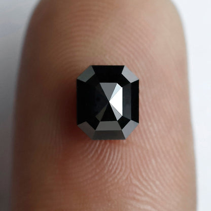 1.23 Carat 6 MM Fancy Black Emerald Shape Loose Natural Diamond AAA Quality Diamond For Engagement Ring - Blackdiamond