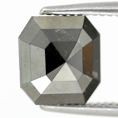 1.81 Carat Square Emerald Cut Ethically Sourced Black Diamond Ideal For Making Solitaire Diamond Ring Pendant