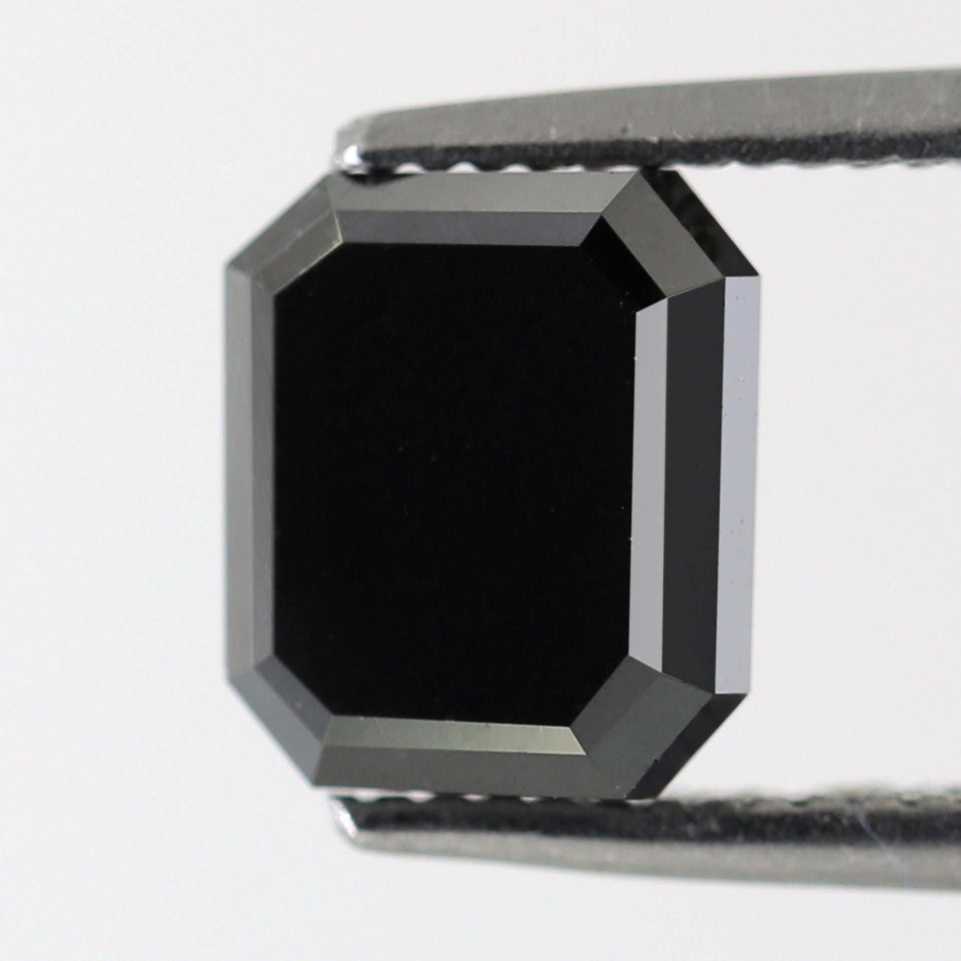 2.51 Carat Emerald Shape Diamond Treated Black Color Diamond 7.5 MM Loose Natural Diamond Black Diamond Custom Classic Ring - Blackdiamond