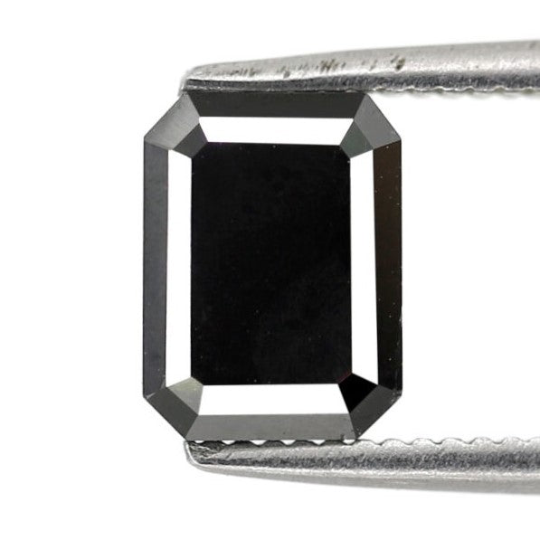 1.29 Carat Emerald Shape Black Diamond In AAA Quality For Engagement Ring - Blackdiamond