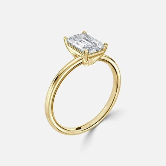 Deltic Emerald Solitaire Engagement Ring 14K / 18K Solid Gold