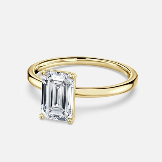 Deltic Emerald Solitaire Engagement Ring 14K / 18K Solid Gold