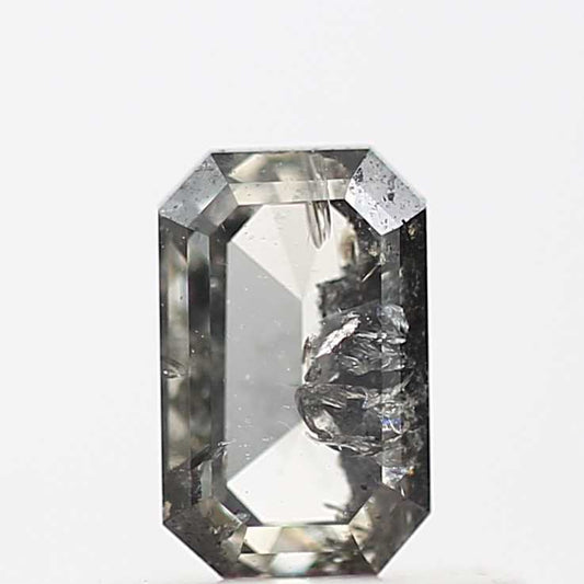 0.41 Carat 5.20 MM Fancy Gray Emerald Cut Salt and Pepper Diamond - Blackdiamond