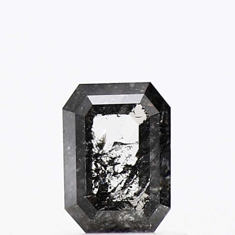 0.44 Carat 5.80 MM Fancy Gray Emerald Cut Salt and Pepper Diamond - Blackdiamond