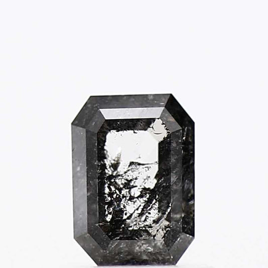 0.44 Carat 5.80 MM Fancy Gray Emerald Cut Salt and Pepper Diamond