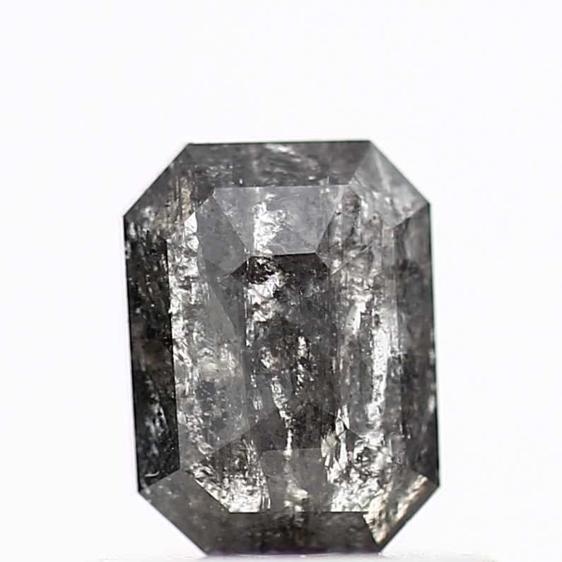 0.48 Carat 5.58 MM Natural Gray Emerald Cut Salt and Pepper Diamond - Blackdiamond