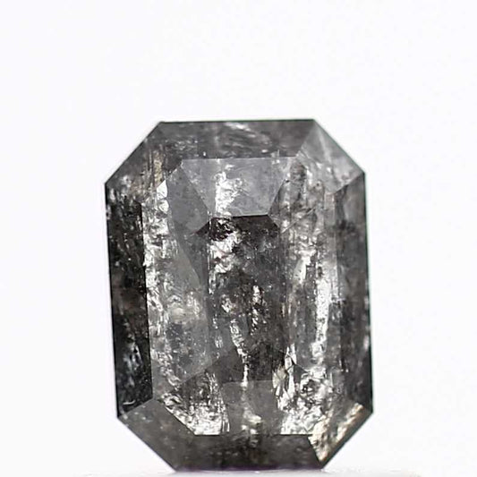 0.48 Carat 5.58 MM Natural Gray Emerald Cut Salt and Pepper Diamond