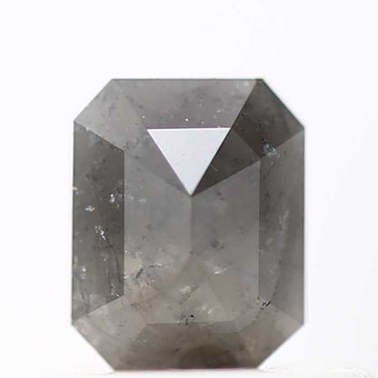 0.53 Carat 5.1 MM Rustic Gray Emerald Cut Salt and Pepper Diamond - Blackdiamond