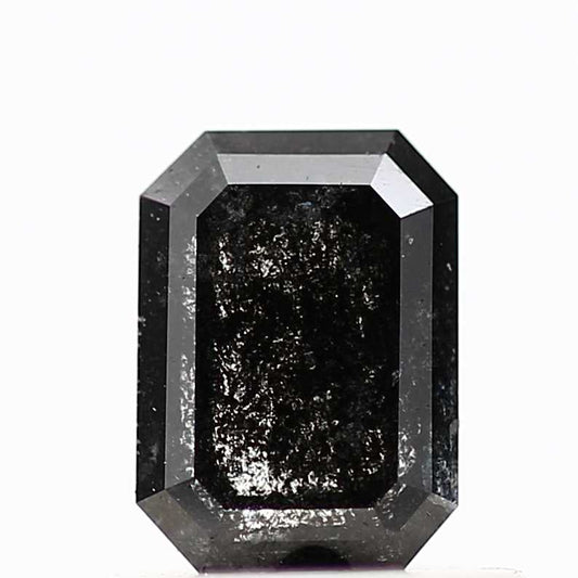 0.63 Carat 5.90 MM Black Galaxy Emerald Cut Salt and Pepper Diamond - Blackdiamond