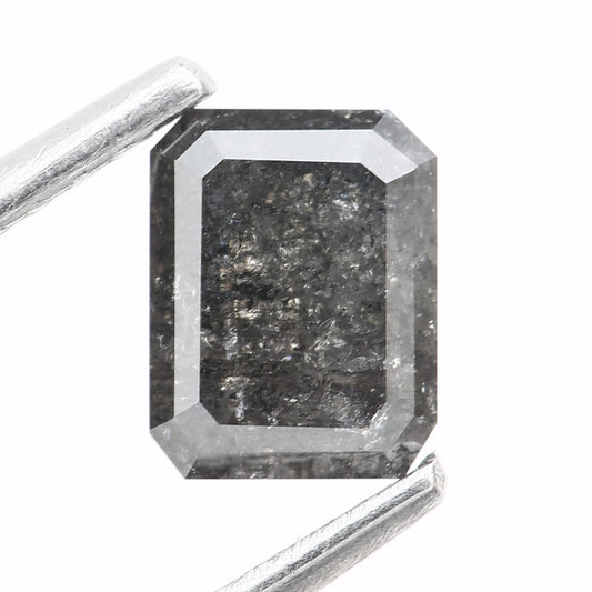 0.77 Carat 5.88 MM Natural Loose Gray Emerald Salt and Pepper Diamond - Blackdiamond