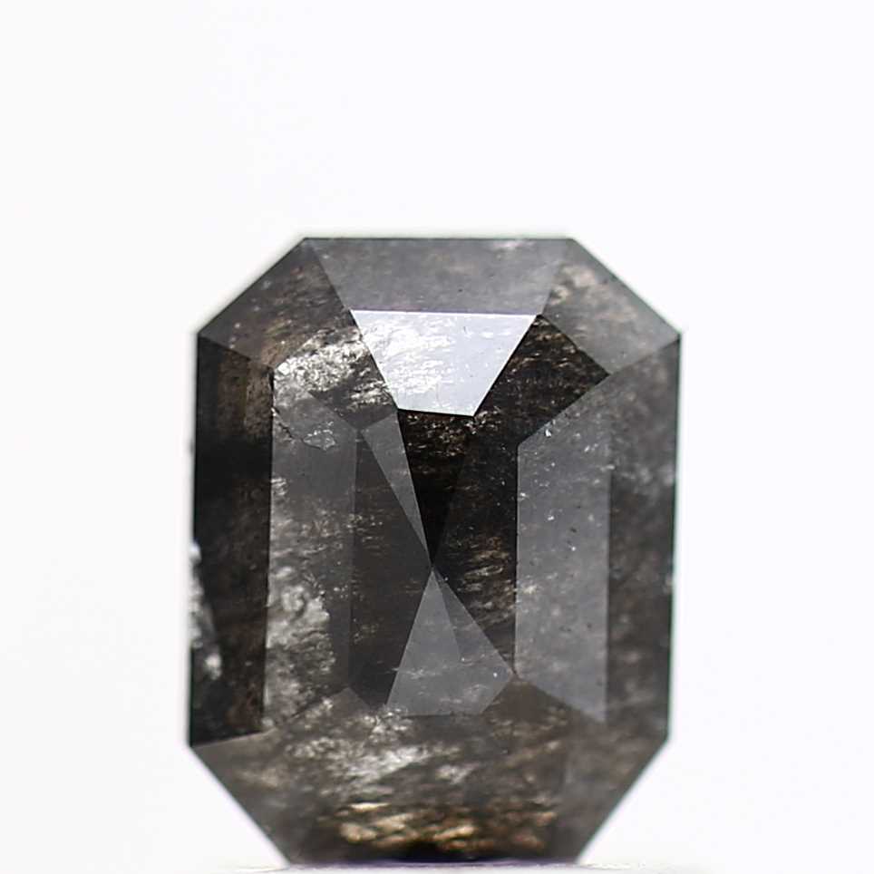 0.78 Carat 6.66 MM Natural Black Emerald Cut Salt and Pepper Diamond - Blackdiamond