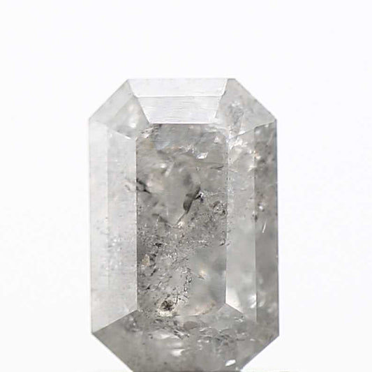 0.94 Carat 7.08 MM Fancy Icy Gray Emerald Cut Salt and Pepper Diamond - Blackdiamond