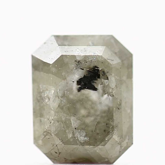 0.96 Carat 5.78 MM Natural Icy Gray Emerald Shape Loose Diamond - Blackdiamond