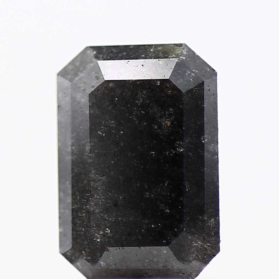 0.98 Carat 7.10 MM Fancy Black Emerald Cut Salt and Pepper Diamond - Blackdiamond