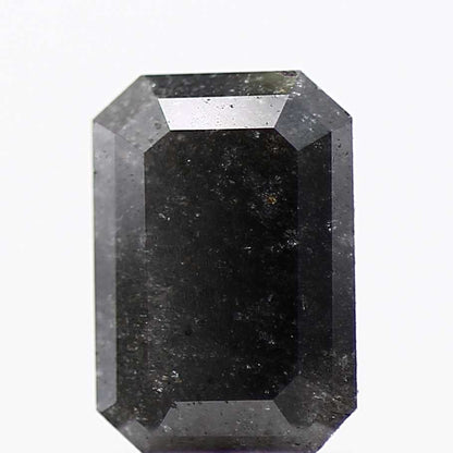 0.98 Carat 7.10 MM Fancy Black Emerald Cut Salt and Pepper Diamond - Blackdiamond