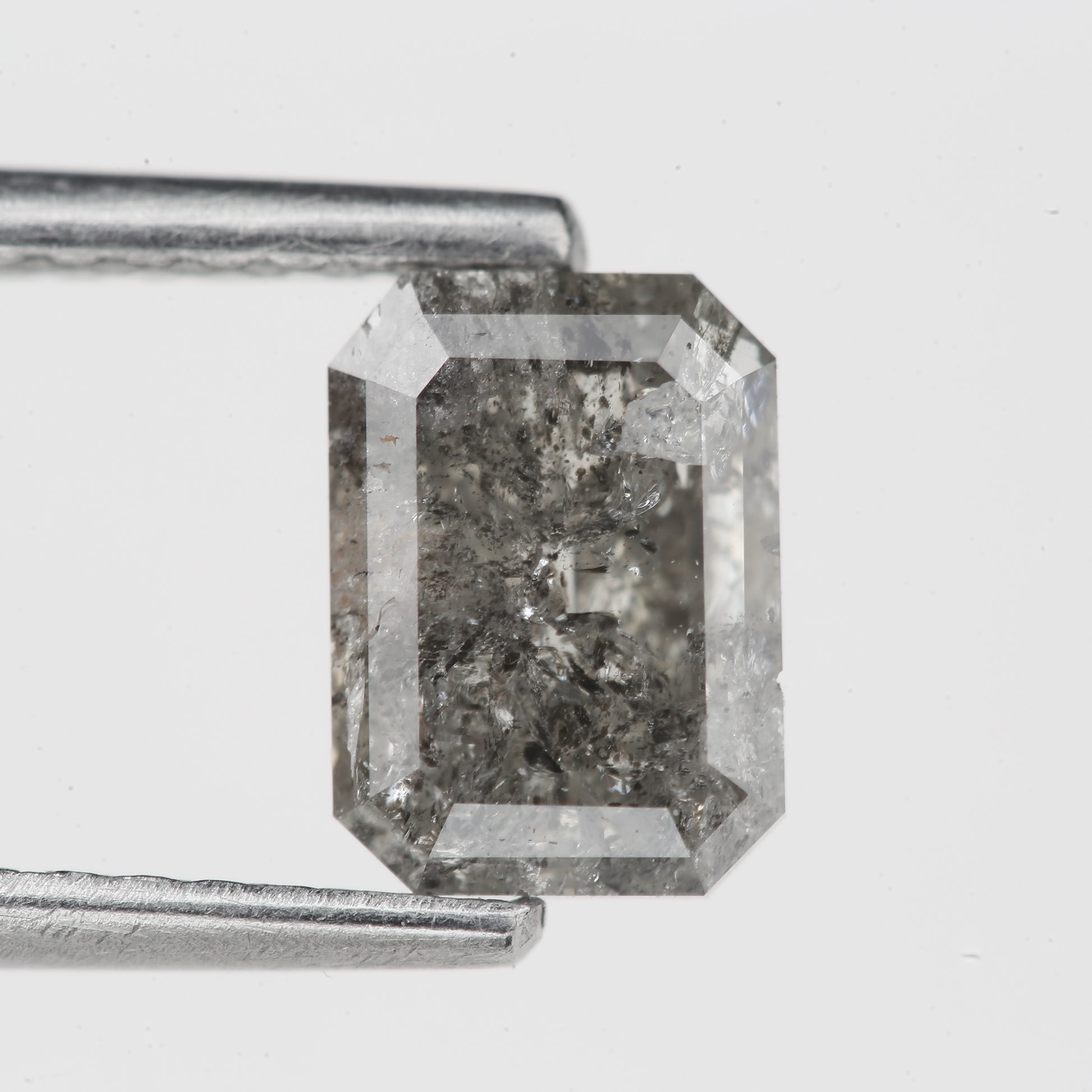 1.06 Carat 6.6 MM Fancy Gray Emerald Cut Salt and Pepper Diamond - Blackdiamond