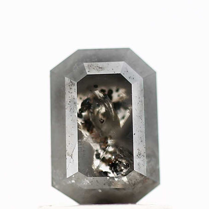 1.06 Carat 6.60 MM Natural Gray Emerald Cut Salt and Pepper Diamond - Blackdiamond