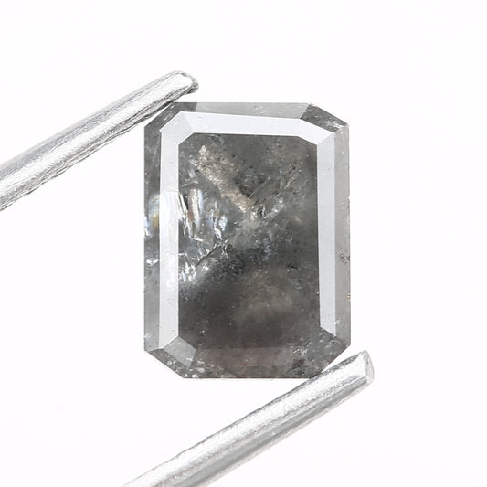 1.09 Carat 7.05 MM Natural Loose Gray Emerald Salt and Pepper Diamond - Blackdiamond