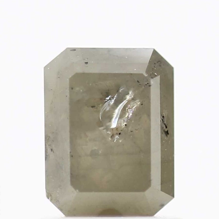 1.27 Carat 6.54 MM Natural Rustic Gray Emerald Shape Loose Diamond - Blackdiamond