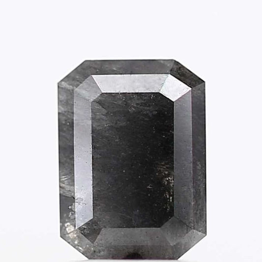 1.46 Carat 8.10 MM Fancy Gray Emerald Cut Salt and Pepper Diamond - Blackdiamond