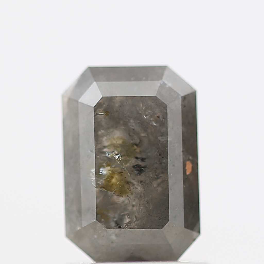 1.56 Carat 7.55 MM Natural Fancy Gray Emerald Cut Salt Pepper Diamond - Blackdiamond