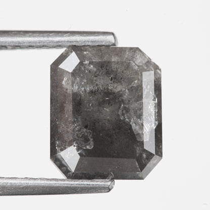 1.81 Carat 7.75 MM Natural Gray Emerald Cut Salt and Pepper Diamond - Blackdiamond