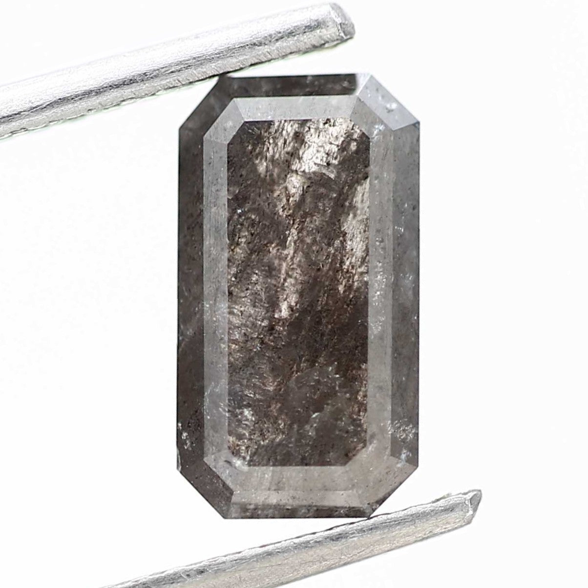 1.83 Carat 9.48 MM Natural Gray Emerald Cut Salt and Pepper Diamond - Blackdiamond