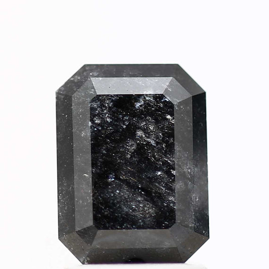 1.84 Carat 8.06 MM Natural Black Emerald Cut Salt and Pepper Diamond - Blackdiamond