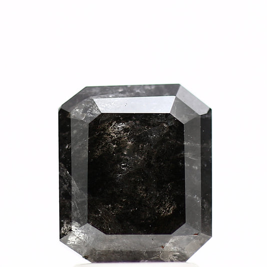 2.48 Carat 8.18 MM Fancy Black Emerald Cut Salt and Pepper Diamond - Blackdiamond