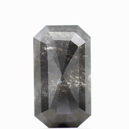 2.11 Carat 10.44 MM Natural Gray Emerald Cut Salt and Pepper Diamond - Blackdiamond