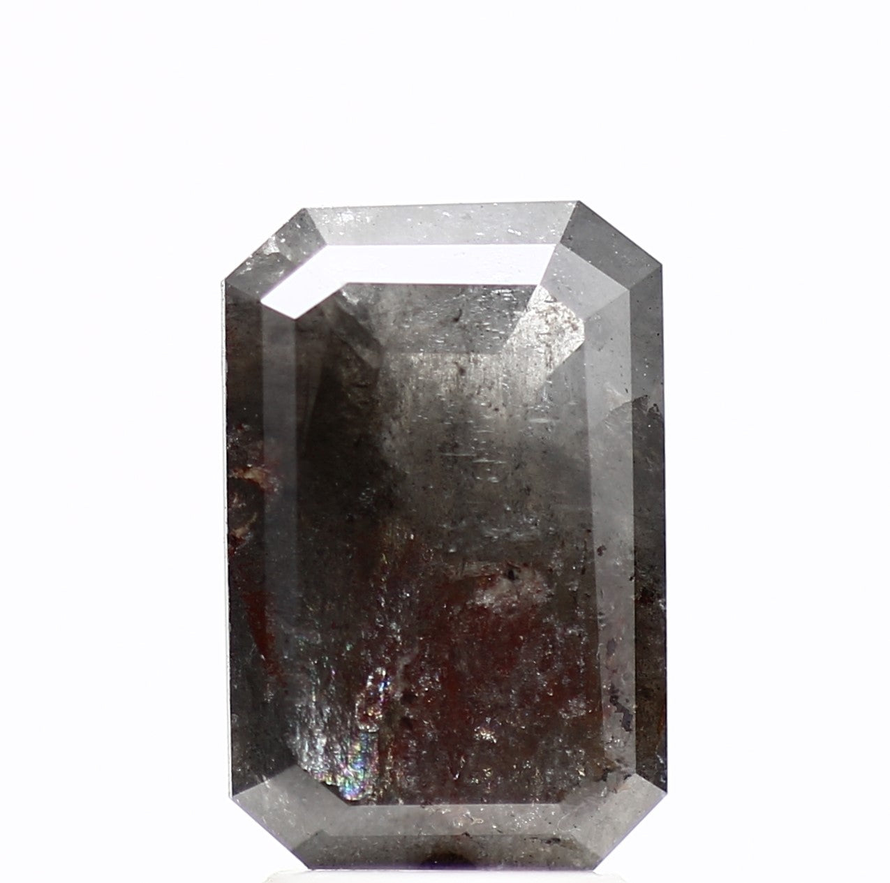 2.15 Carat 10.60 MM Fancy Gray Emerald Cut Salt and Pepper Diamond - Blackdiamond