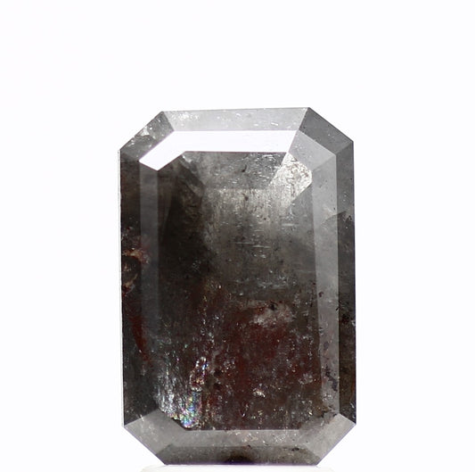 2.15 Carat 10.60 MM Fancy Gray Emerald Cut Salt and Pepper Diamond - Blackdiamond