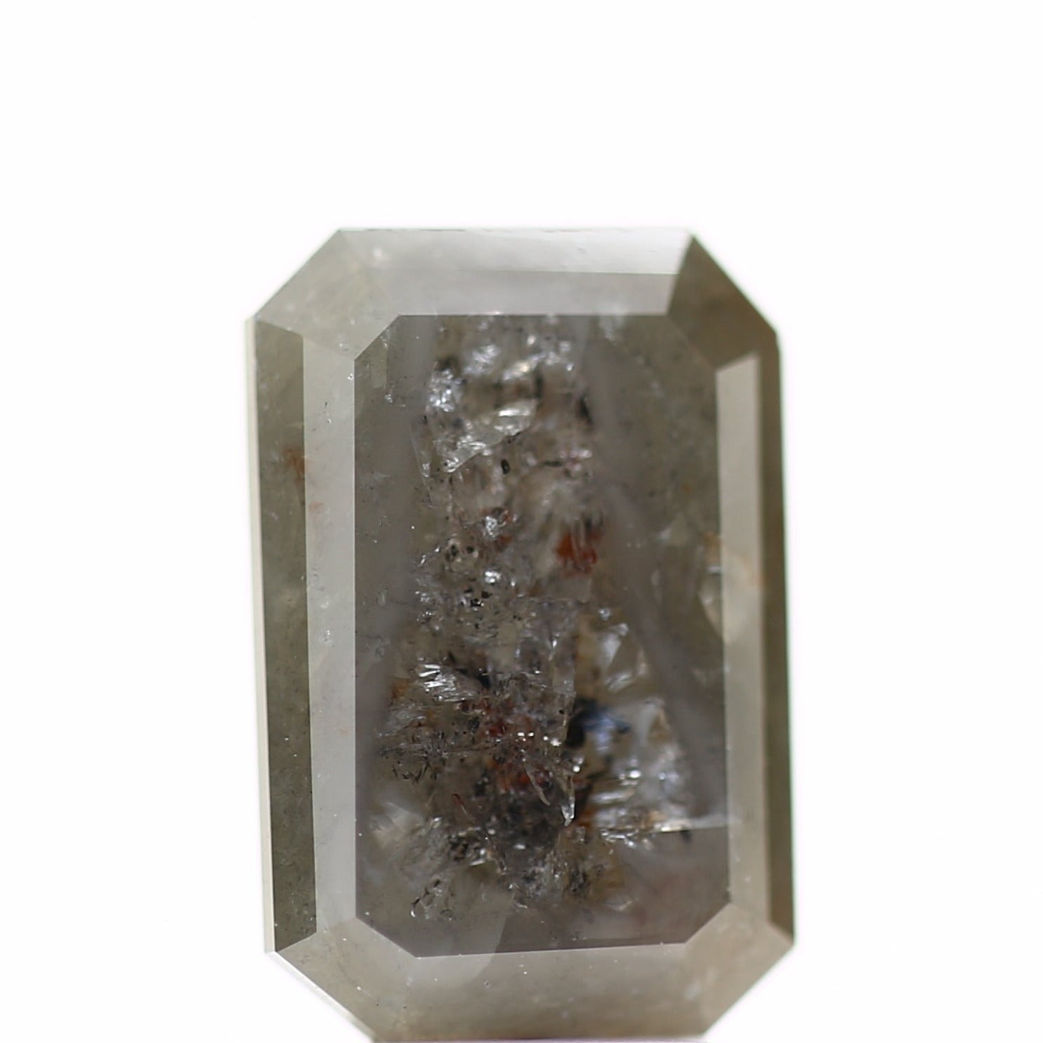 4.51 Carat 11.26 MM Natural Rustic Emerald Cut Gray Diamond - Blackdiamond