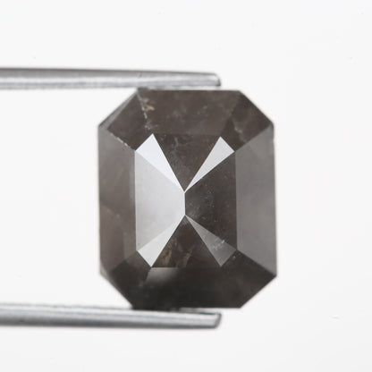 4.65 Carat 10.6 MM Fancy Gray Emerald Cut Salt and Pepper Diamond - Blackdiamond