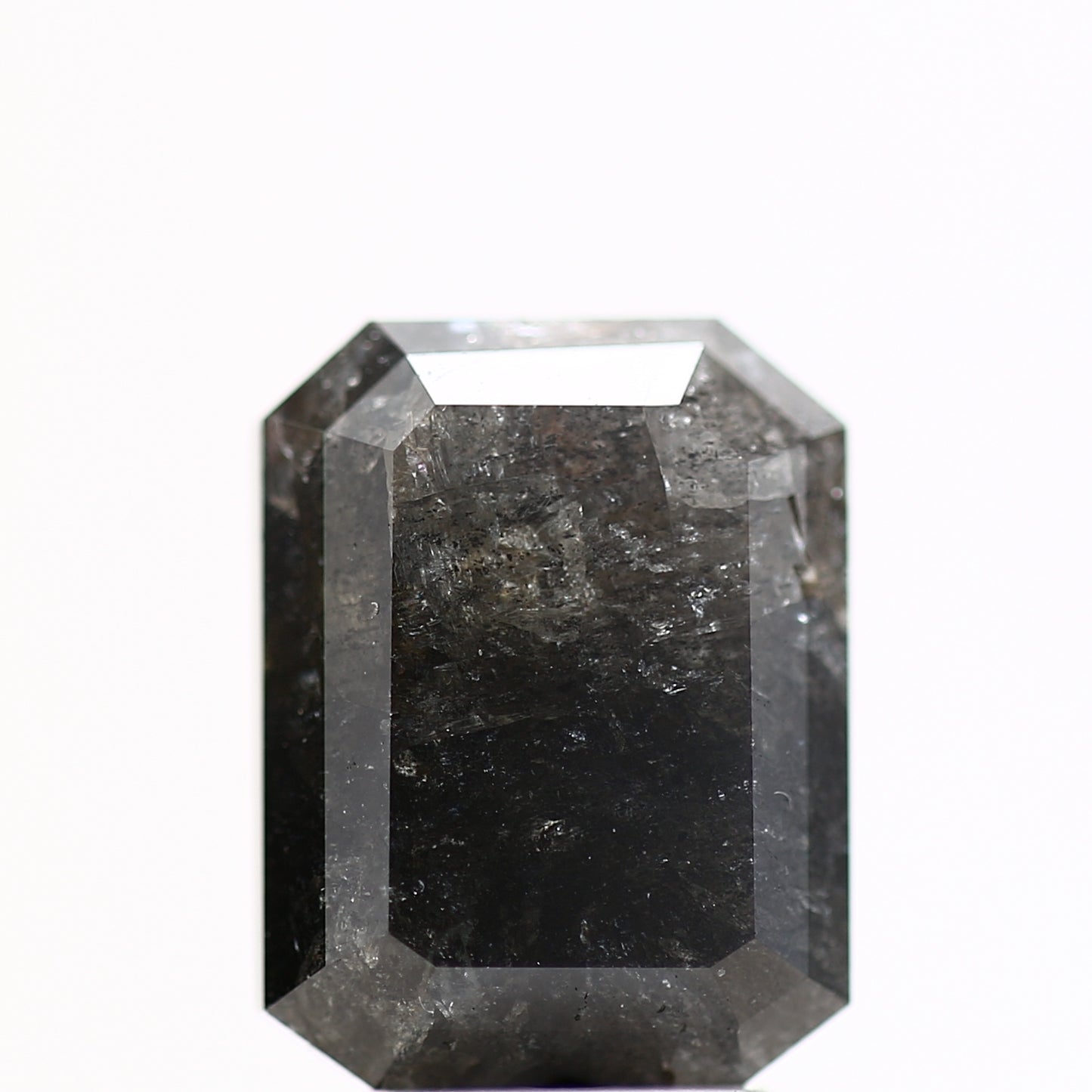 4.93 Carat 10.56 MM Natural Black Emerald Cut Salt and Pepper Diamond - Blackdiamond