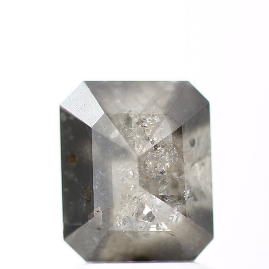 1.26 Carat 7.38 MM Emerald Cut Gray Natural Loose Rustic Diamond - Blackdiamond