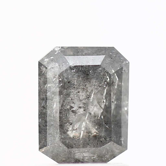 1.01 Carat 6.88 MM Natural Gray Emerald Cut Salt and Pepper Diamond - Blackdiamond