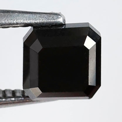 1.07 Carat Asscher Cut Black Diamonds AAA Quality Diamond 5 MM Loose Natural Black Color Diamond - Blackdiamond