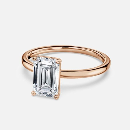 Deltic Emerald Solitaire Engagement Ring 14K / 18K Solid Gold