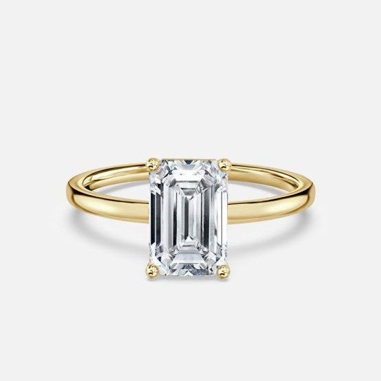Deltic Emerald Solitaire Engagement Ring 14K / 18K Solid Gold