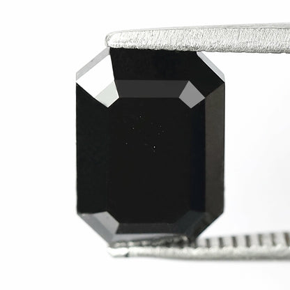 3.56 Carat 10 MM Emerald Shape Black Diamond Emerald Cut Diamond Wedding Ring 14K Engagement Ring